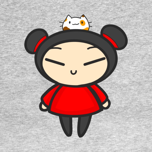 Pucca with a Cat by aishiiart